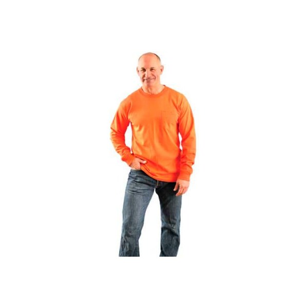 Long Sleeve Hi-VisT-Shirt, Cotton, Orange, XL